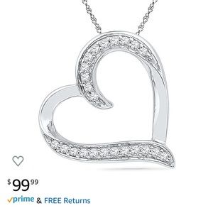 Silver Diamond Heart Necklace